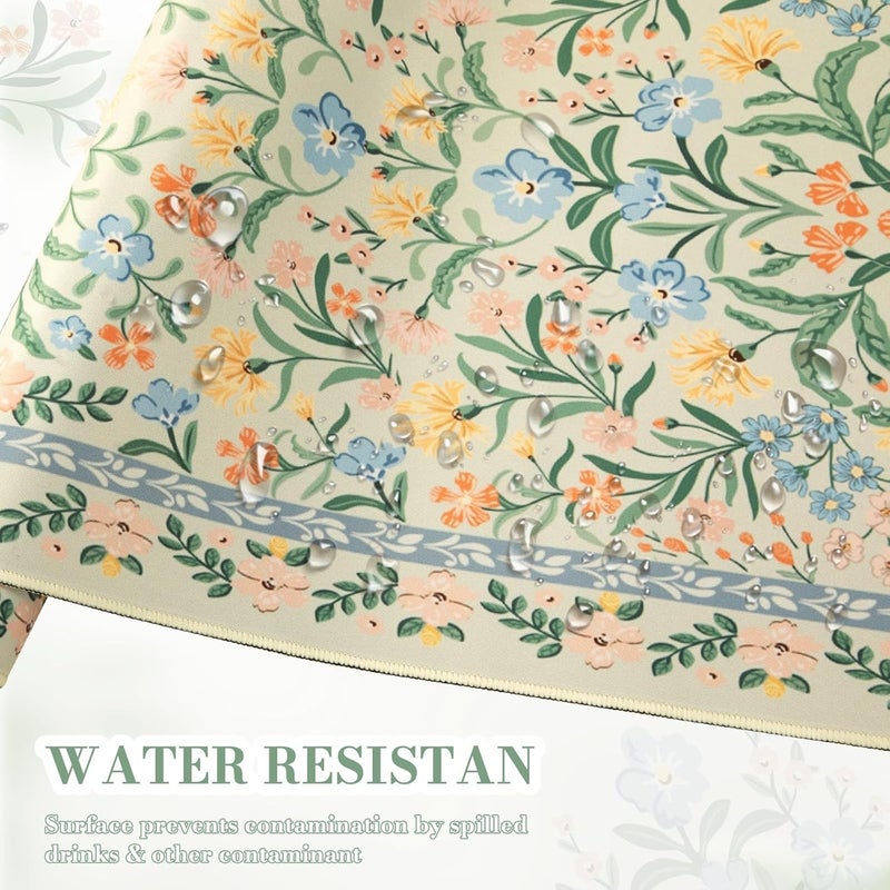 iCasso Desk Matt for Desktop, Desk Pad Mat, Green Floral Computer Mat for Keyboard and Mouse, XXL Large Mouse Pad, Anti-Slip Big Mousepad with Stitched Edges (Green) - Image 5